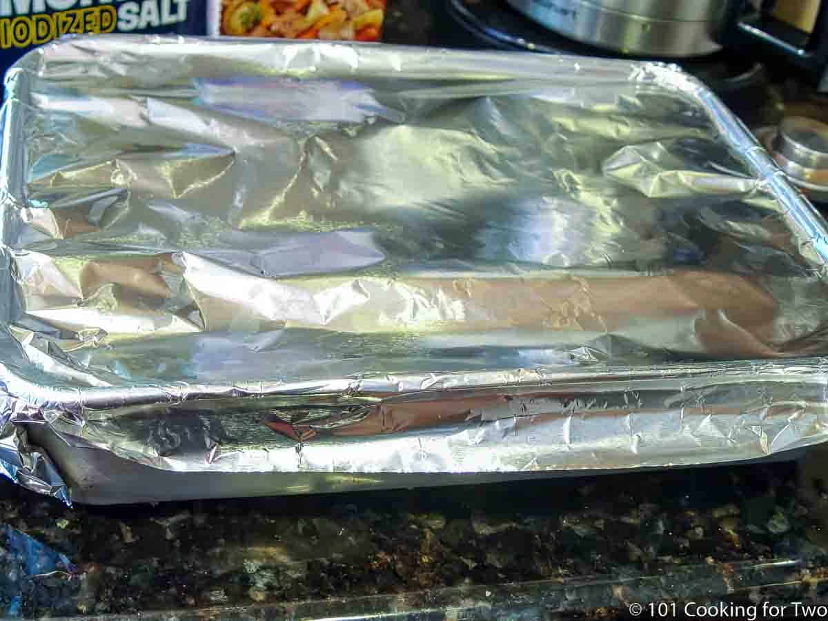 cake pan covered with foil.