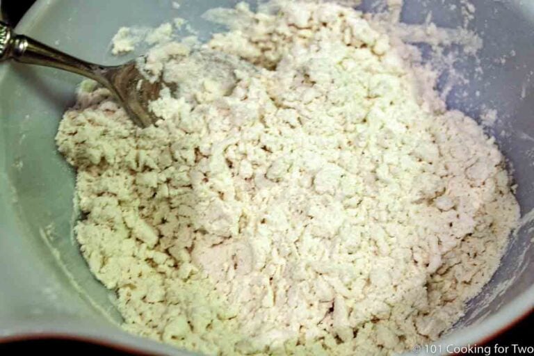 mixing buttermilk to the flour mixture