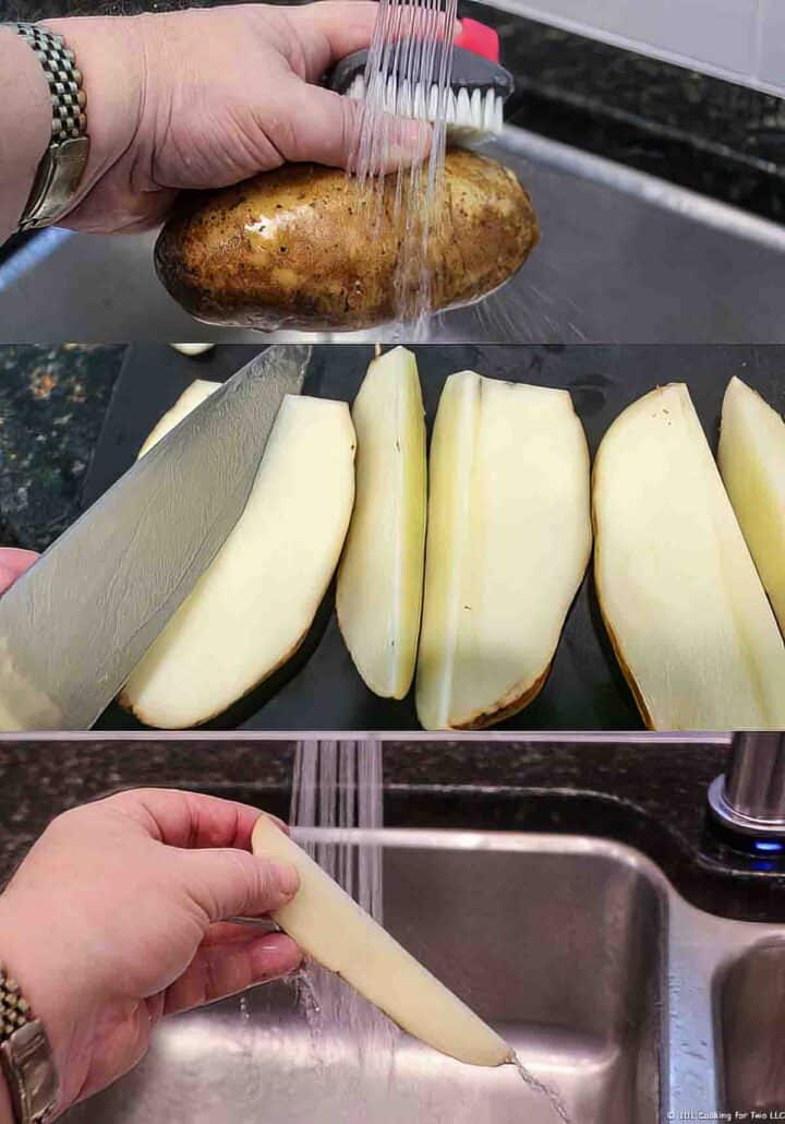 Rinsing potato wedges