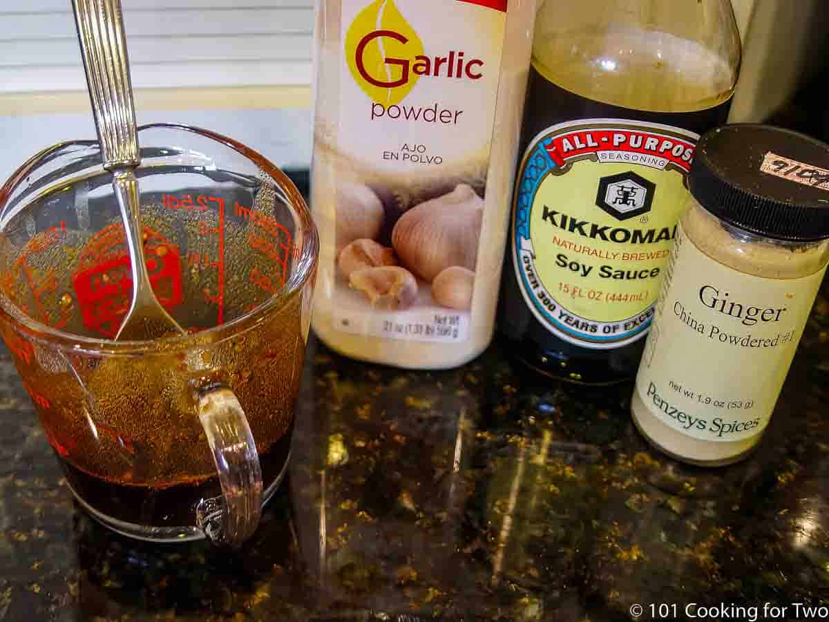 soy sauce with ginger and garlic powder.