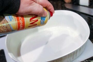 spray casserole dish with PAM