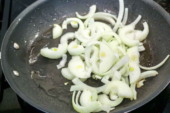 cooking onions in skillet
