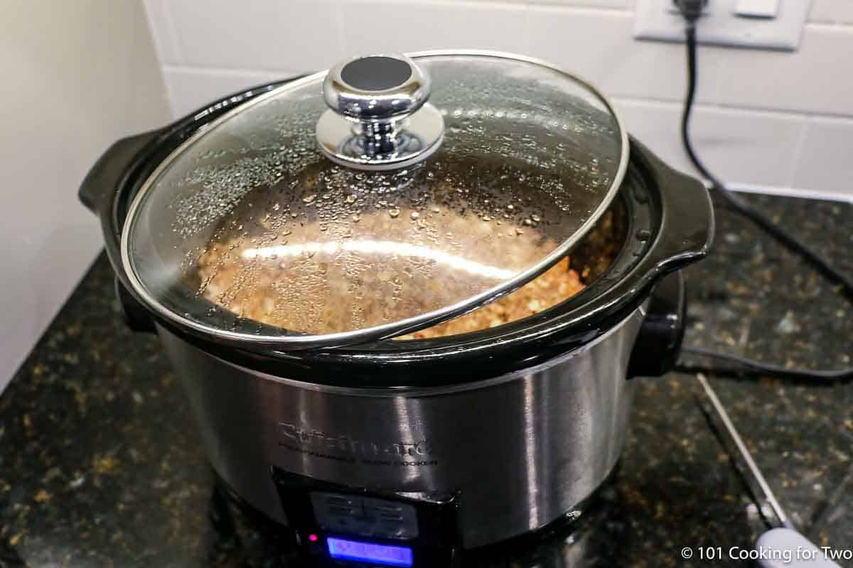 crock pot with the top turned sideways.