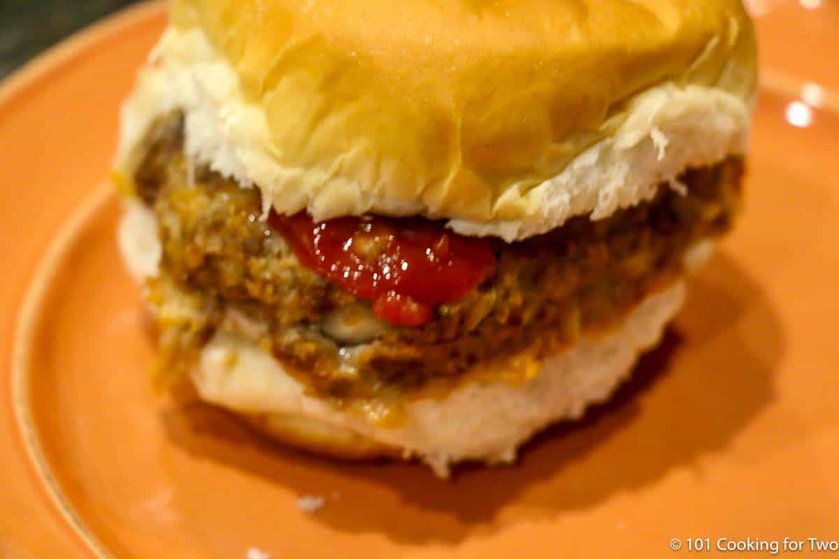 Meatloaf burger in a bun.
