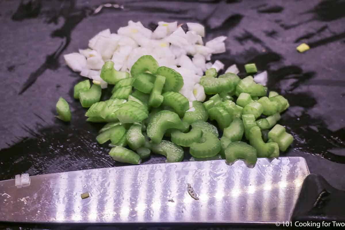 Chopped celery and onion.