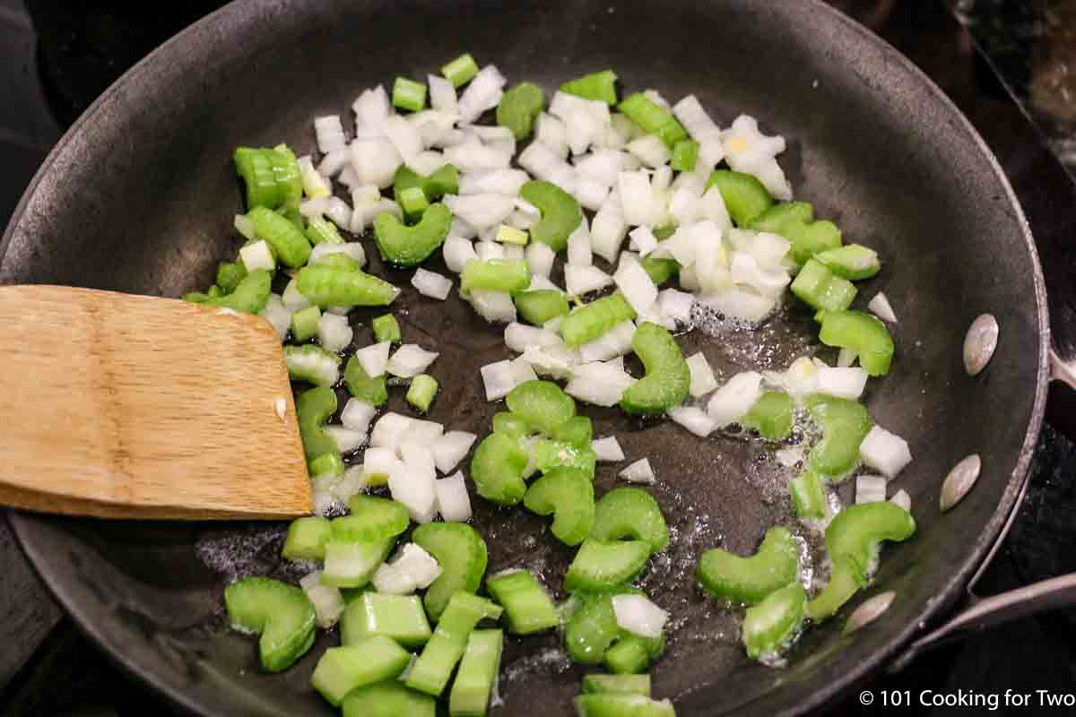 cooking celery and onion.