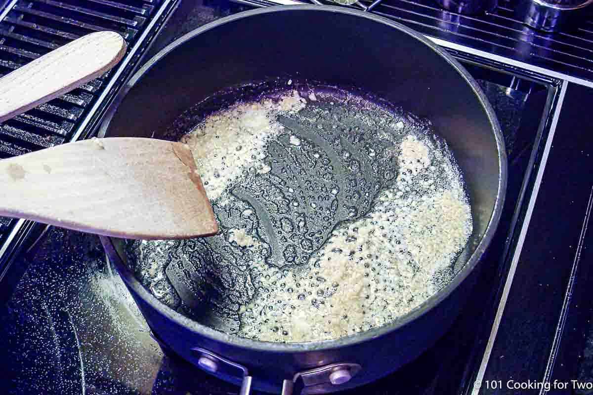 melting butter in sauce pan.