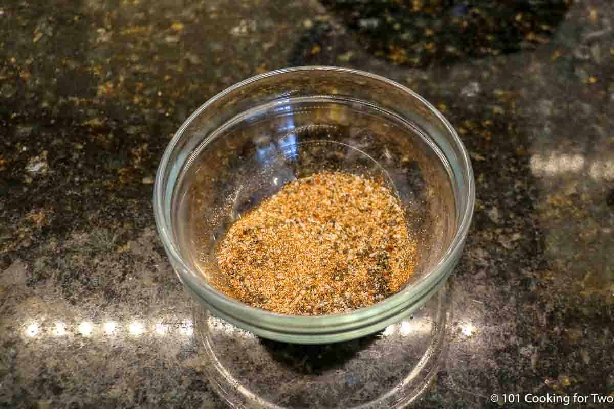 Spices mixed in a small bowl.