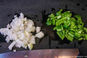 chopped onion and green pepper.