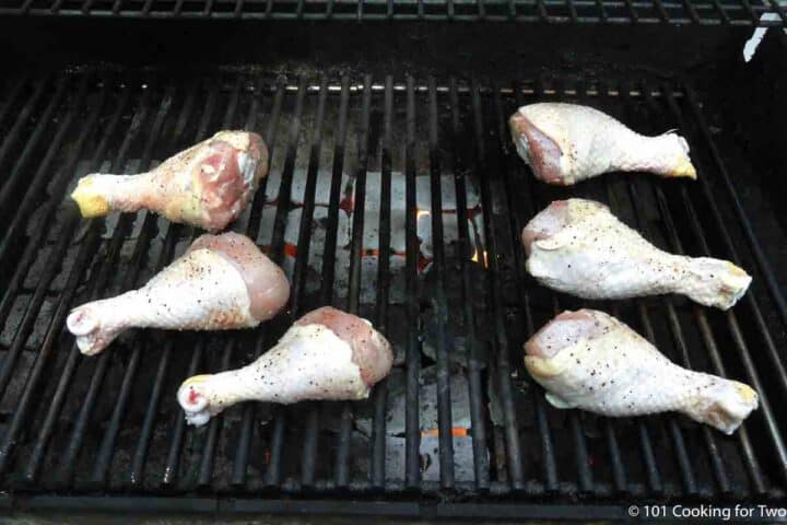 place drumsticks over direct heat.