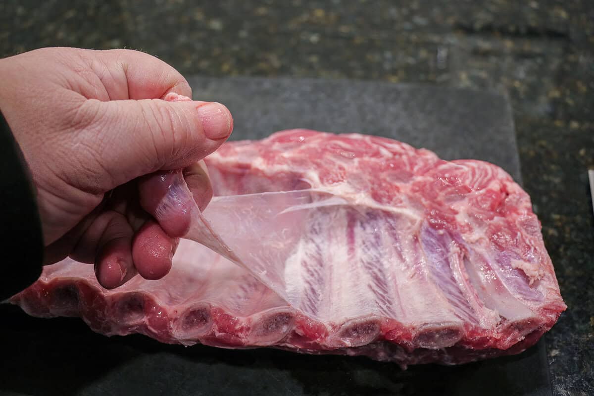 removing membrane from baby back ribs.