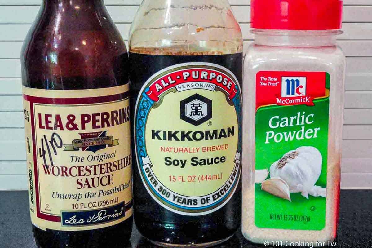 Ingredients for simple beef marinade.