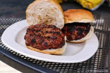 Smoked hamburgers ready for toppings.