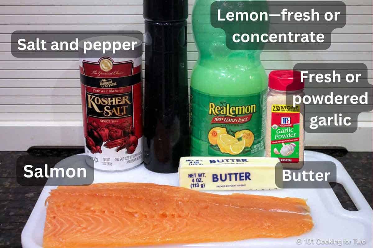 Salmon with lemon and butter—labeled.