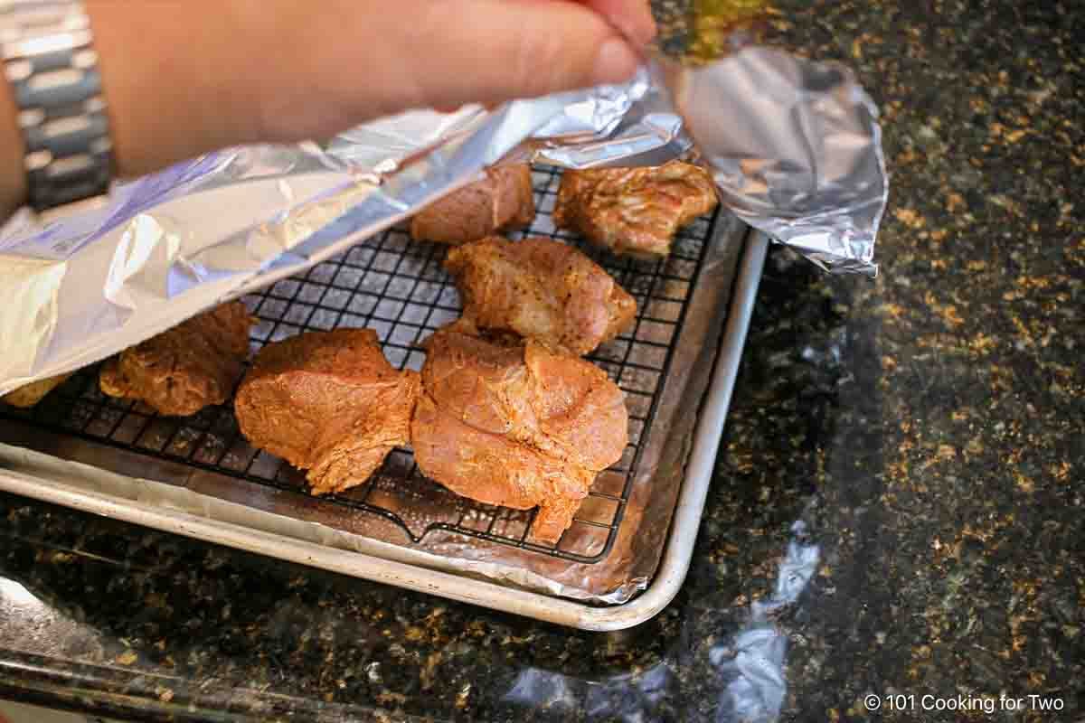 Cover the tray with foil.
