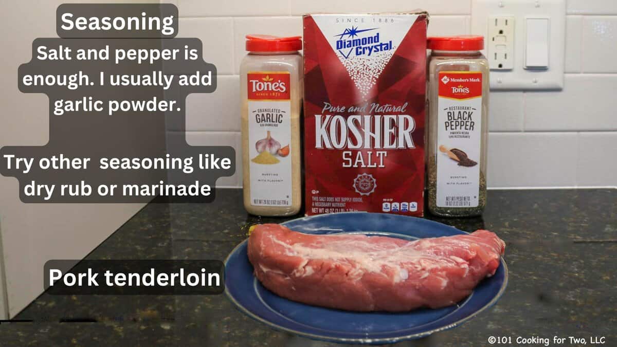 Pork tenderloin with seasoning—labeled.
