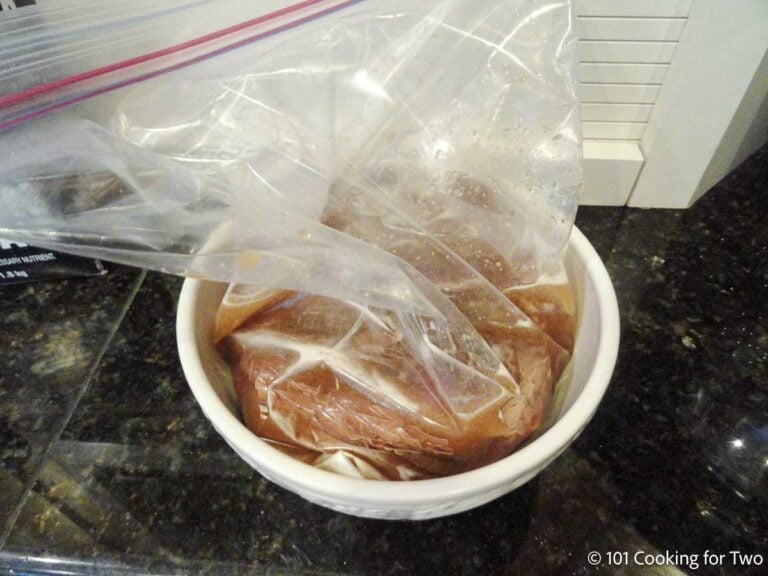 The meat is marinating in a zip lock.
