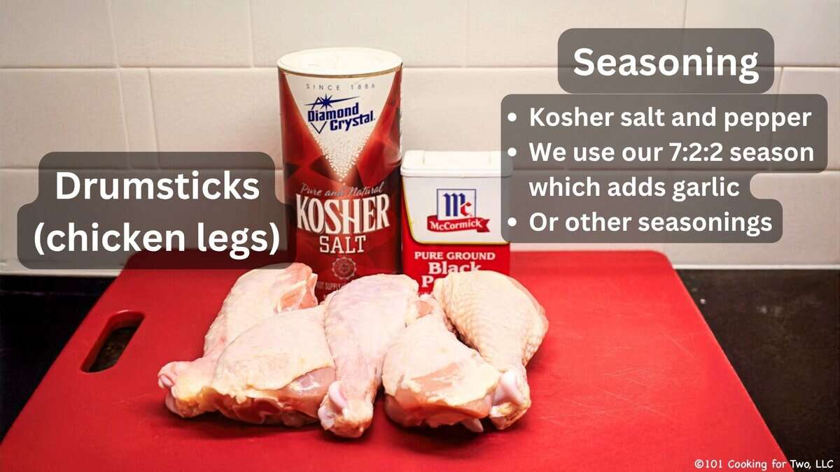 Drumsticks with seasonings—labeled.